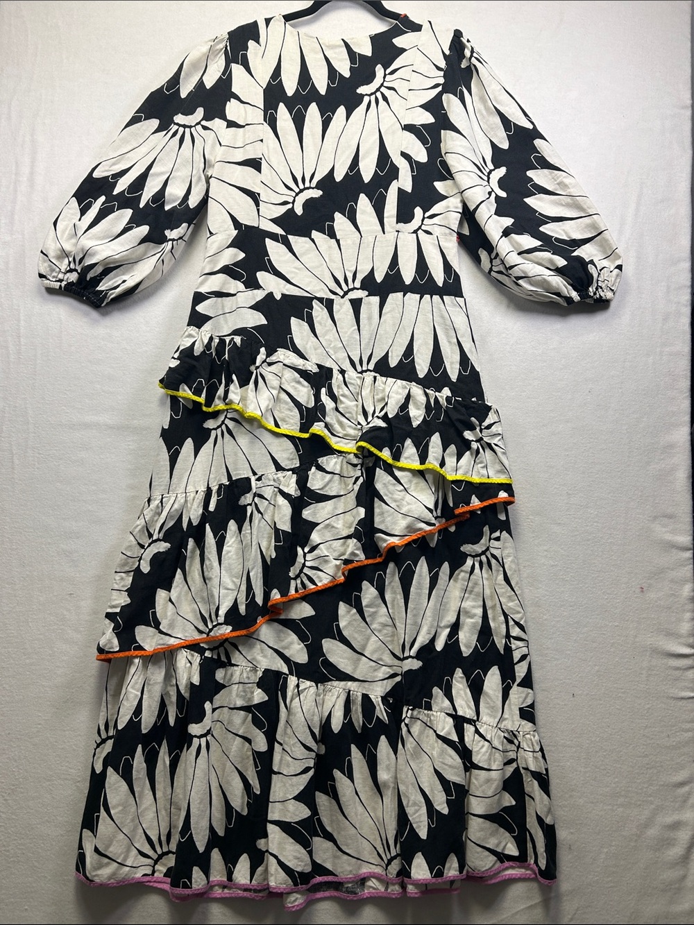 FARM Rio Black & White Floral Maxi Dress with Color-Trim Accents - Picture 8 of 8